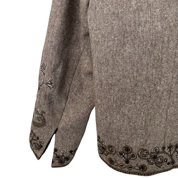 NyGård Petite 10 Embroidered Jacket Wool Blend Beige Cottagecore Academic - Picture 9 of 16